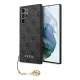 CG MOBILE Samsung A54 5G GUESS 4G CHARMS műanyag telefonvédő textil hátlap, telefondísz, SÖTÉTSZÜRKE