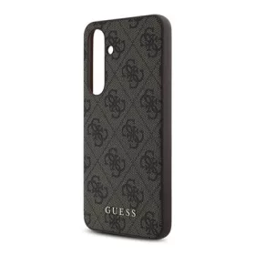   CG MOBILE Samsung S24 FE GUESS 4G METAL GOLD LOGO műanyag telefonvédő textil hátlap SÖTÉTBARNA