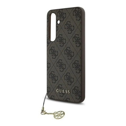CG MOBILE Samsung S24 FE GUESS 4G CHARMS műanyag telefonvédő textil hátlap, telefondísz, BARNA