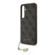 CG MOBILE Samsung S24 FE GUESS 4G CHARMS műanyag telefonvédő textil hátlap, telefondísz, BARNA