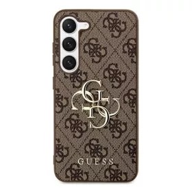   Cg Mobile Samsung S24 Ultra 5G GUESS 4G BIG METAL LOGO műanyag telefonvédő ütésállóság, bőr hatású hátlap, BARNA