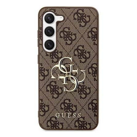 Cg Mobile Samsung S24 Ultra 5G GUESS 4G BIG METAL LOGO műanyag telefonvédő ütésállóság, bőr hatású hátlap, BARNA
