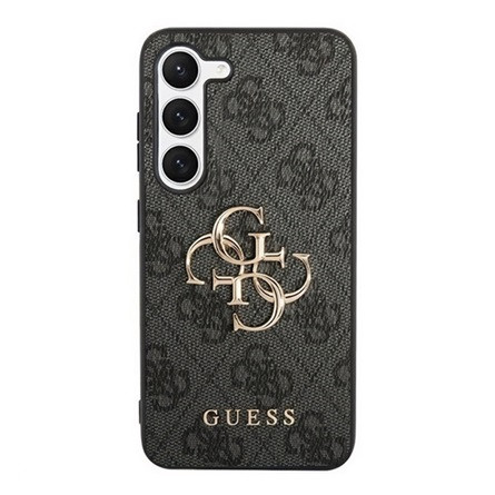 CG Mobile Samsung S24 Plus 5G GUESS 4G BIG METAL LOGO műanyag telefonvédő ütésállóság, bőr hatású hátlap, FEKETE