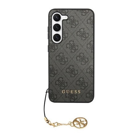 CG Mobile Samsung S24 5G GUESS 4G CHARMS műanyag telefonvédő textil hátlap, telefondísz, SZÜRKE