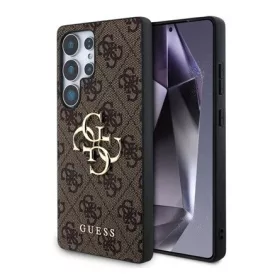   Cg Mobile Samsung S25 Ultra GUESS 4G BIG LOGO szilikon telefonvédő ütésállóság, bőr hatású hátlap, SÖTÉTBARNA