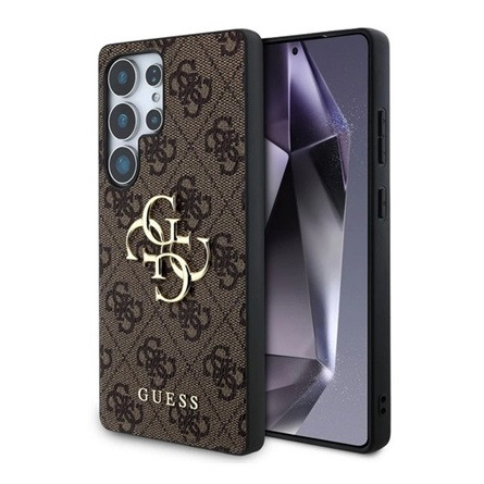 Cg Mobile Samsung S25 Ultra GUESS 4G BIG LOGO szilikon telefonvédő ütésállóság, bőr hatású hátlap, SÖTÉTBARNA