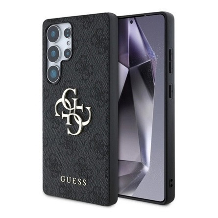 Cg Mobile Samsung S25 Ultra GUESS 4G BIG LOGO szilikon telefonvédő ütésállóság, bőr hatású hátlap, FEKETE