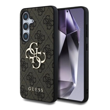 Cg Mobile Samsung S25 Plus GUESS 4G BIG LOGO szilikon telefonvédő ütésállóság, bőr hatású hátlap, SÖTÉTBARNA