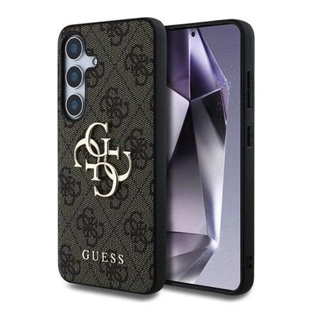 Cg Mobile Samsung S25 GUESS 4G BIG LOGO szilikon telefonvédő ütésállóság, bőr hatású hátlap, SÖTÉTBARNA