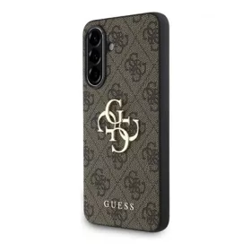   CG MOBILE Samsung A56 5G GUESS PU 4G METAL LOGO CASE műanyag telefonvédő ütésállóság, bőr hatású hátlap, BARNA