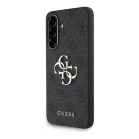   CG MOBILE Samsung A56 5G GUESS PU 4G METAL LOGO CASE műanyag telefonvédő ütésállóság, bőr hatású hátlap, SÖTÉTSZÜRKE