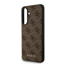   CG MOBILE Samsung A56 5G GUESS 4G METAL GOLD LOGO műanyag telefonvédő textil hátlap SÖTÉTBARNA