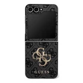   CG MOBILE Samsung Z Flip7 GUESS BIG 4G CLASSIC LOGO szilikon telefonvédő műanyag hátlap, ECO bőr hatású hátlap, FEKETE