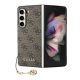 CG Mobile Samsung Z Fold5 5G GUESS 4G CHARMS műanyag telefonvédő textil hátlap, telefondísz, BARNA
