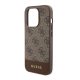 CG Mobile iPhone 15 Pro GUESS 4G STRIPE műanyag telefonvédő textil hátlap, MagSafe, BARNA