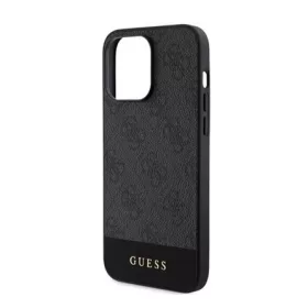   CG Mobile iPhone 15 Pro GUESS 4G STRIPE műanyag telefonvédő textil hátlap, MagSafe, FEKETE