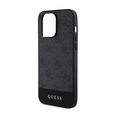 CG Mobile iPhone 15 Pro GUESS 4G STRIPE műanyag telefonvédő textil hátlap, MagSafe, FEKETE