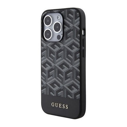 CG Mobile iPhone 15 Pro GUESS 4G G CUBE szilikon telefonvédő műanyag hátlap, MagSafe, FEKETE