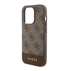   CG Mobile iPhone 15 Pro Max GUESS 4G STRIPE műanyag telefonvédő textil hátlap, MagSafe, BARNA