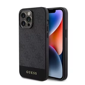   CG Mobile iPhone 15 Pro Max GUESS 4G STRIPE műanyag telefonvédő textil hátlap, MagSafe, FEKETE