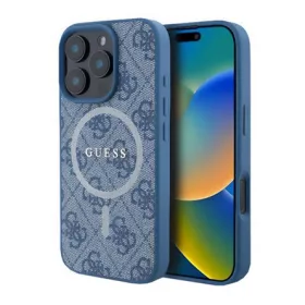   CG Mobile iPhone 16 Pro 5G GUESS 4G RING CLASSIC LOGO szilikon telefonvédő ütésállóság, MagSafe, VILÁGOSKÉK