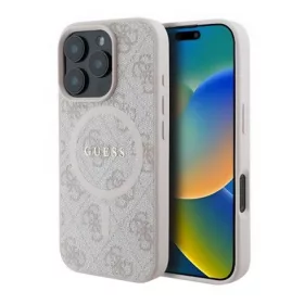   Cg Mobile iPhone 16 Pro GUESS 4G RING CLASSIC LOGO szilikon telefonvédő ütésállóság, MagSafe, RÓZSASZÍN