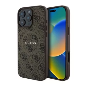   CG Mobile iPhone 16 Pro 5G GUESS 4G RING CLASSIC LOGO szilikon telefonvédő ütésállóság, MagSafe, BARNA