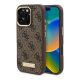 CG Mobile iPhone 16 Pro 5G GUESS 4G LOGO PLATE szilikon telefonvédő textil hátlap, MagSafe, BARNA