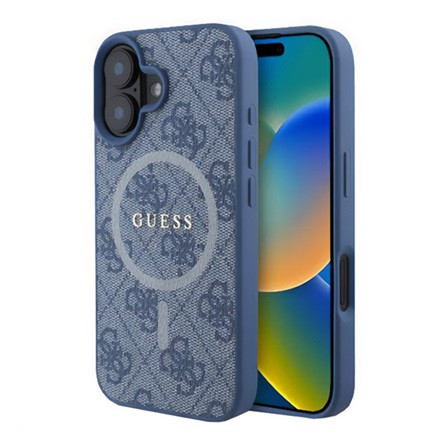 CG Mobile iPhone 16 5G GUESS 4G RING CLASSIC LOGO szilikon telefonvédő ütésállóság, MagSafe, VILÁGOSKÉK