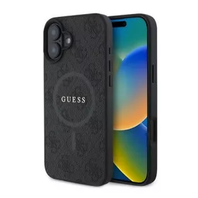   CG Mobile iPhone 16 5G GUESS 4G RING CLASSIC LOGO szilikon telefonvédő ütésállóság, MagSafe, FEKETE