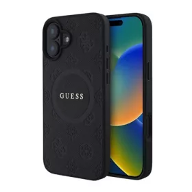   CG Mobile iPhone 16 5G GUESS SAFFIANO PEONY CLASSIC LOGO szilikon telefonvédő ütésállóság, MagSafe, FEKETE