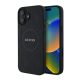 CG Mobile iPhone 16 5G GUESS SAFFIANO PEONY CLASSIC LOGO szilikon telefonvédő ütésállóság, MagSafe, FEKETE