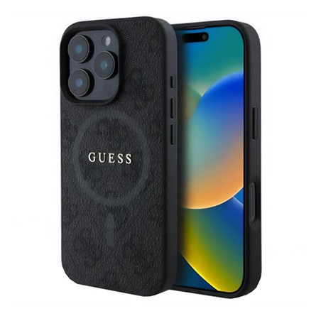 CG Mobile iPhone 16 Pro Max 5G GUESS 4G RING CLASSIC LOGO szilikon telefonvédő ütésállóság, MagSafe, FEKETE