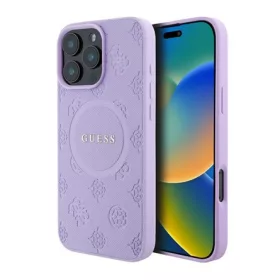   CG Mobile iPhone 16 Pro Max 5G GUESS SAFFIANO PEONY CLASSIC LOGO szilikon telefonvédő ütésállóság, MagSafe, LILA