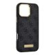 CG Mobile iPhone 16 Pro Max 5G GUESS 4G LOGO PLATE szilikon telefonvédő textil hátlap, MagSafe, FEKETE