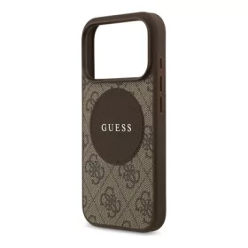   CG MOBILE iPhone 17 Pro GUESS 4G CIRCLE CLASSIC LOGO szilikon telefonvédő ütésállóság, MagSafe, SÖTÉTBARNA