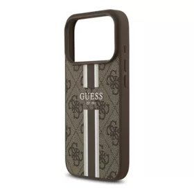   CG MOBILE iPhone 17 Pro GUESS 4G PRINTED STRIPES szilikon telefonvédő ütésállóság, MagSafe, SÖTÉTBARNA
