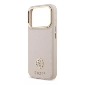   CG MOBILE iPhone 17 Pro GUESS GRAINED STRASS LOGO szilikon telefonvédő ütésállóság, bőr hatású hátlap, RÓZSASZÍN