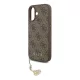 CG MOBILE iPhone 17 GUESS 4G CHARMS műanyag telefonvédő textil hátlap, telefondísz, BARNA