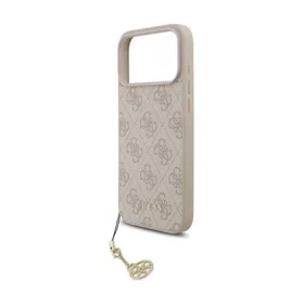   CG MOBILE iPhone 17 Pro Max GUESS 4G CHARMS műanyag telefonvédő textil hátlap, telefondísz, RÓZSASZÍN