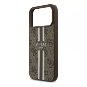   CG MOBILE iPhone 17 Pro Max GUESS 4G PRINTED STRIPES szilikon telefonvédő ütésállóság, MagSafe, SÖTÉTBARNA