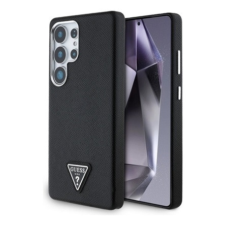 CG MOBILE Samsung S25 Ultra GUESS GRAINED TRIANGLE szilikon telefonvédő ütésállóság, MagSafe, FEKETE