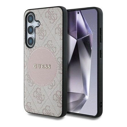 CG MOBILE Samsung S25 GUESS 4G ROUND PATCH CLASSIC LOGO szilikon telefonvédő ütésállóság, MagSafe, RÓZSASZÍN