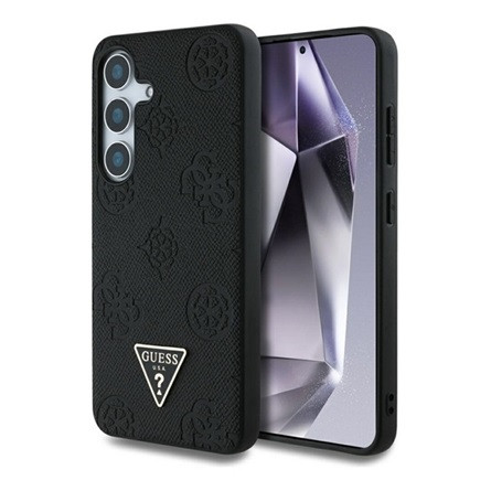 CG MOBILE Samsung S25 GUESS GRAINED HOT STAMP PEONY PATTERN szilikon telefonvédő ütésállóság, MagSafe, FEKETE