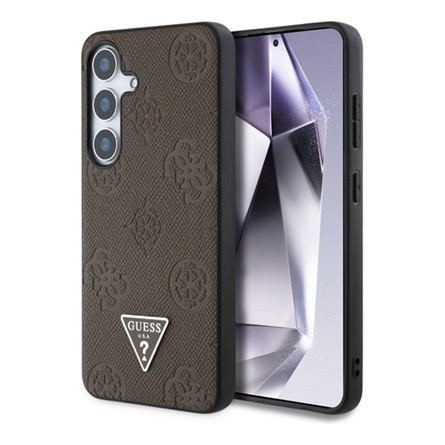 CG MOBILE Samsung S25 GUESS GRAINED HOT STAMP PEONY PATTERN szilikon telefonvédő ütésállóság, MagSafe, SÖTÉTBARNA