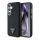 CG MOBILE Samsung S25 GUESS GRAINED TRIANGLE szilikon telefonvédő ütésállóság, MagSafe, FEKETE