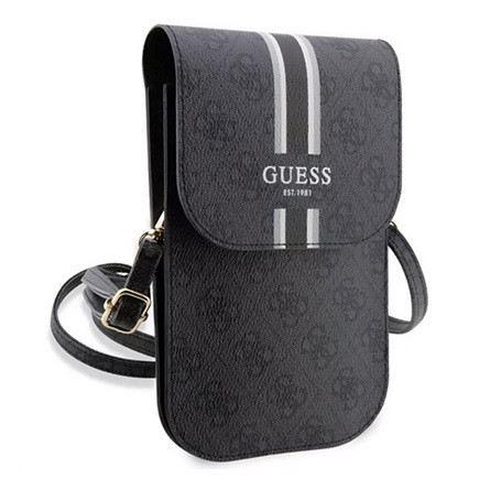 CG MOBILE GUESS PU QUILTED 4G METAL LOGO kézitáska álló univerzális, vállpánt, FEKETE