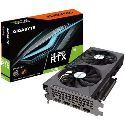 GIGABYTE Video Card NVidia GeForce RTX 3060 EAGLE OC (LHR) 12G GDDR6 12GB/192bit, PCI-E 4.0 x16, 2xHDMI, 2xDP, WINDFORCE 2X, RGB Fusion 2.0, Retail, LITE HASH RATE