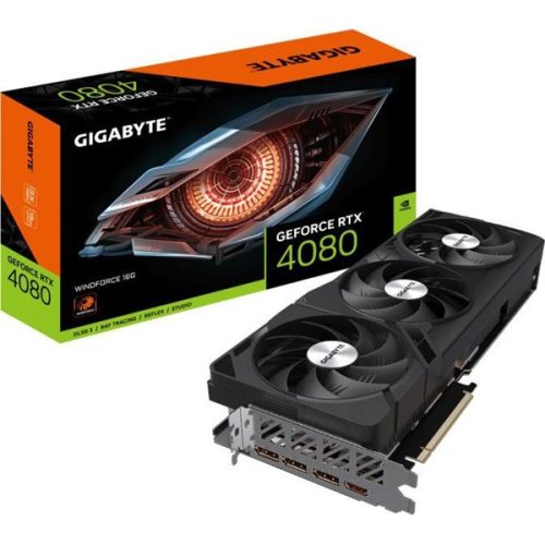 Gigabyte Videókártya - nVidia RTX 4080 WINDFORCE (16384MB, GDDR6X, 256bit, 2505/22400Mhz, 1xHDMI, 3xDP)