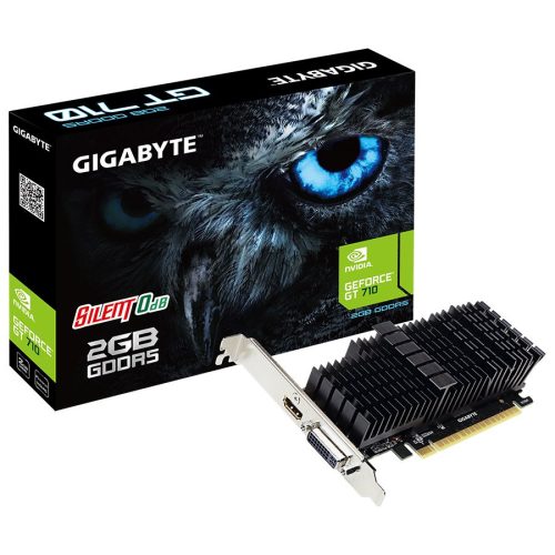 GIGABYTE Video Card NVidia GeForce GT 710 2GB GDDR5 64bit DVI-I / HDMI Low Profile passive sink